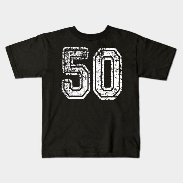 Number 50 Grungy in white Kids T-Shirt by Sterling